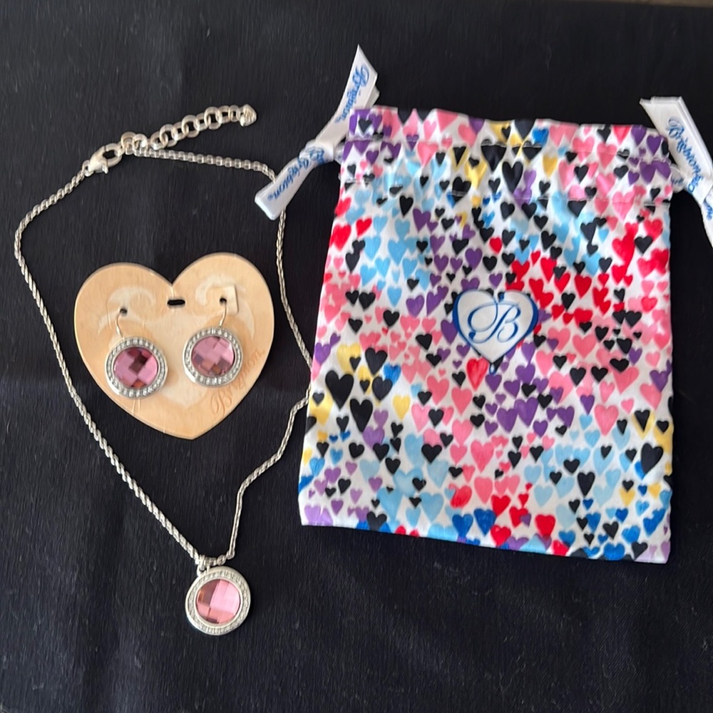Brighton Trinity Aura Pink JN8872 Necklace & JE7522 Earrings Set